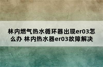 林内燃气热水循环器出现er03怎么办 林内热水器er03故障解决